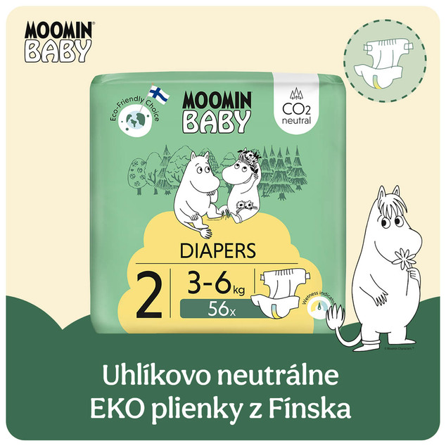 Moomin Baby 2 Newborn 3–6 kg (56 ks), eko plienky