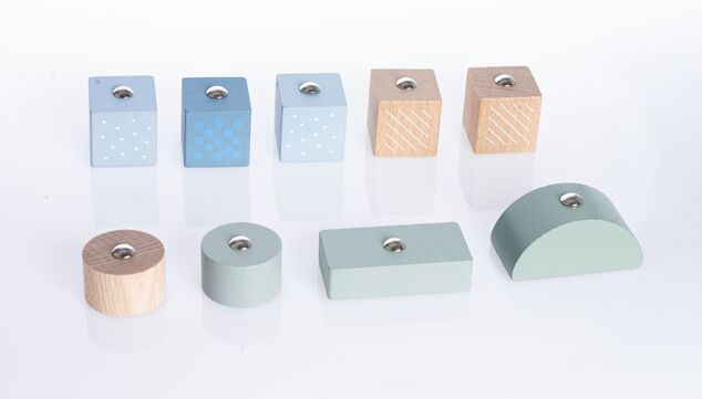 CUBIKA Pastel 15917 Autožeriav s magnetom - drevená skladačka 14 dielov