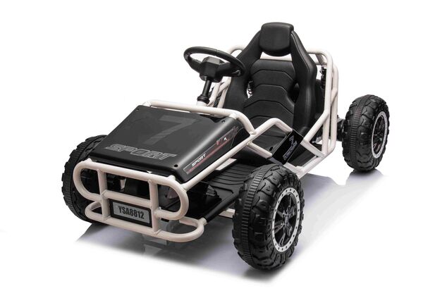 Elektrische Go-Kart SPORT-KART 24V, schwarz, EVA-Räder, Kunstledersitz, 2 x 50W Motor,