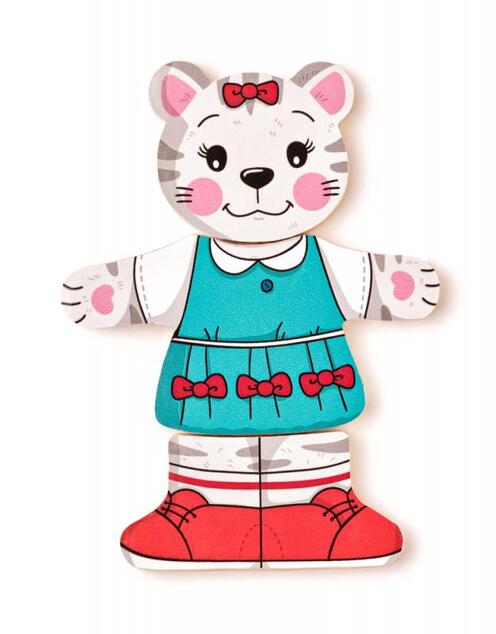 Woody Puzzle guardaroba Kitten, 18 pezzi