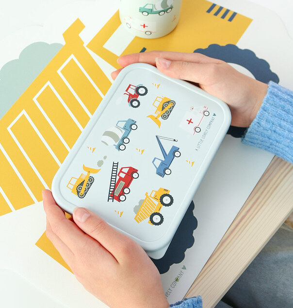 A Little Lovely Company – boîte à déjeuner en acier inoxydable avec couvercle en plastique – véhicul
