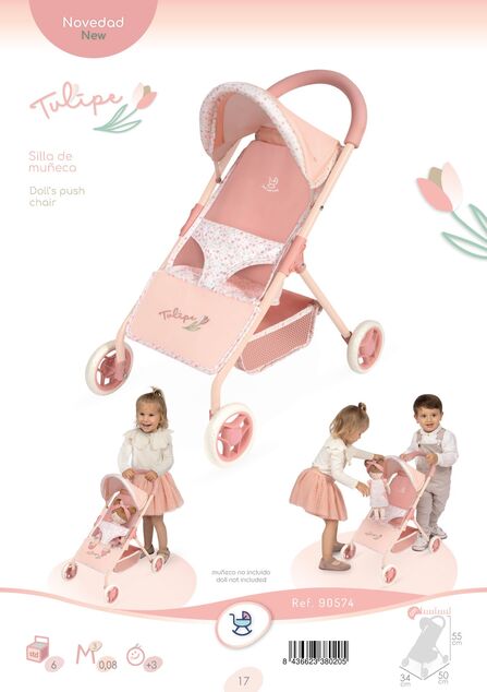 DeCuevas 90574 Športový kočík pre bábiky Tulipe 2025 - 55 cm