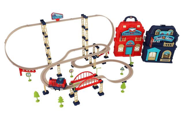Treno con binari 120 pezzi a batteria in valigia 22x27x15cm