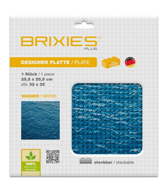 BRIXIES Plus 225.001 Placă de construcție de design - apă 25,5 x 25,5 cm