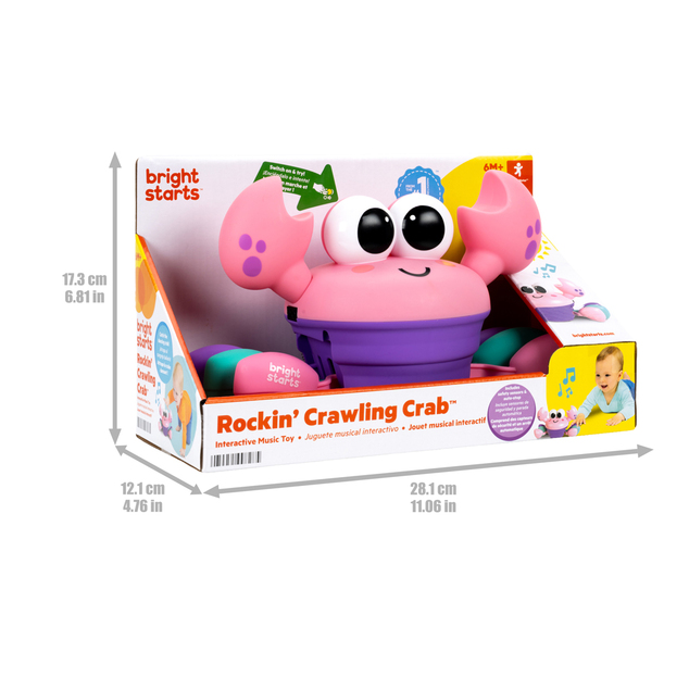 BRIGHT STARTS Jucărie muzicală și multisenzorială Rockin' Crawling Crab™ - Roz, 6m+