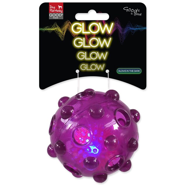 Igrača Dog Fantasy Glow žogica iz TPR gume vijolična 8cm