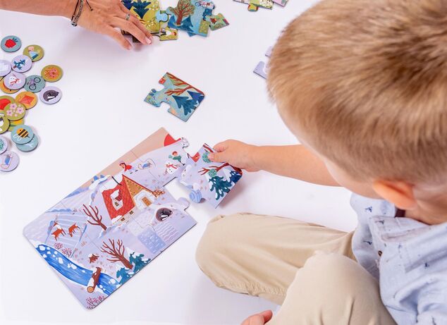 KukiKuk 80063 - Veľké Puzzle loto Ročné obdobia