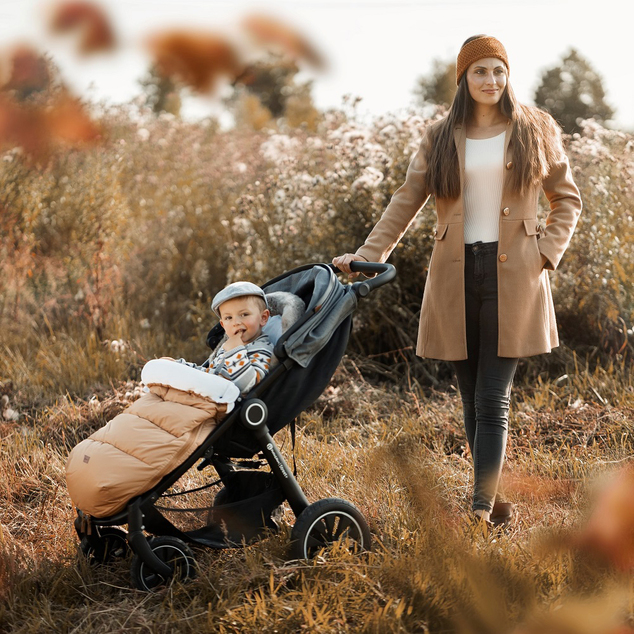 PETITE&amp;MARS Fusak 4v1 Comfy Elegant Caramel + rukávník Jasie Charcoal Grey