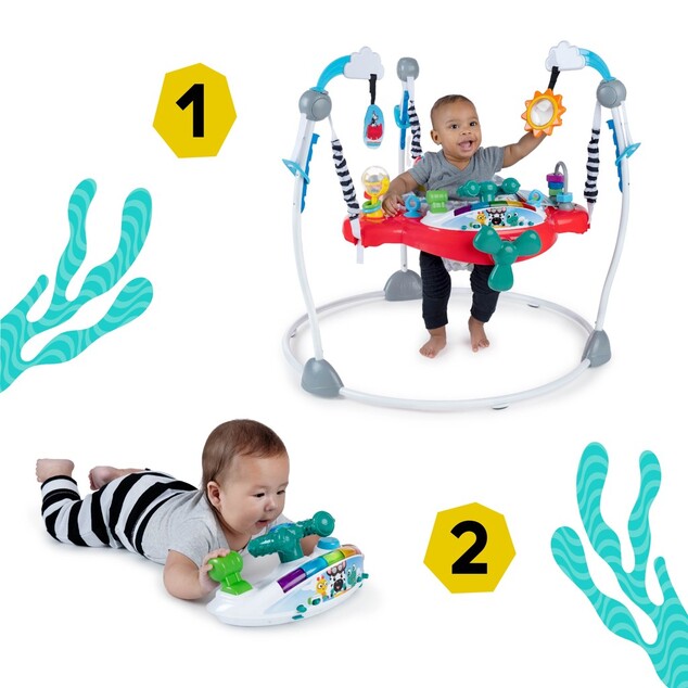BABY EINSTEIN Skákadlo/aktívne centrum 2v1 Ocean Explorers Airplane Adventure™