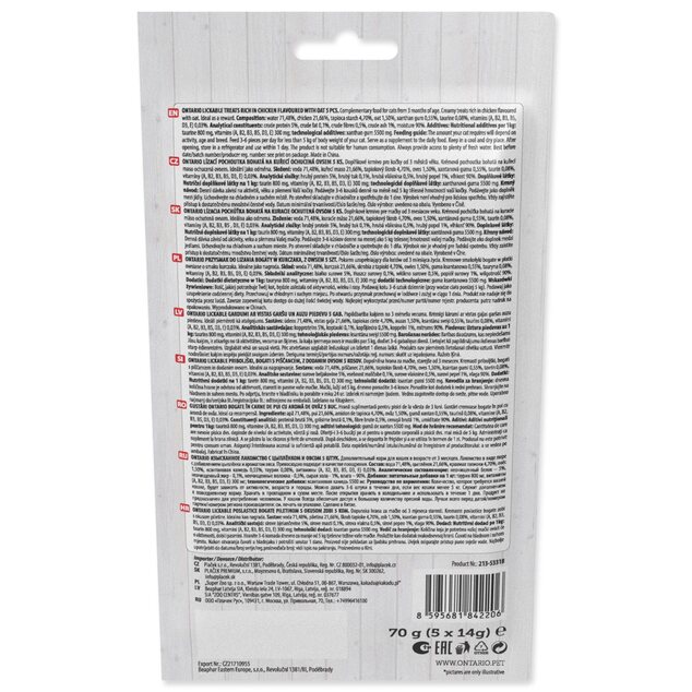 Ontario pochúťka lízací kurací + ovos 5x14g