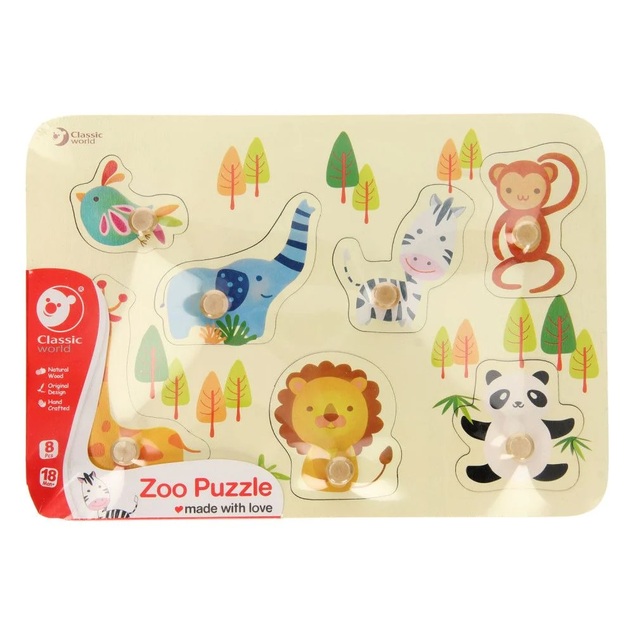 Vkladačka/Puzzle doskové obrysové zoo drevo