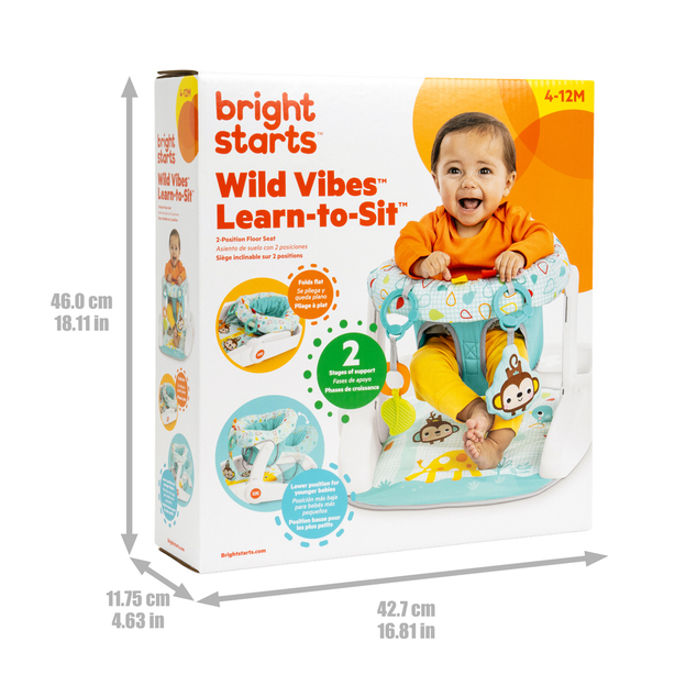 BRIGHT STARTS Siège d'apprentissage avec jouets prêt pour le voyage Learn-to-Sit™, 4m+