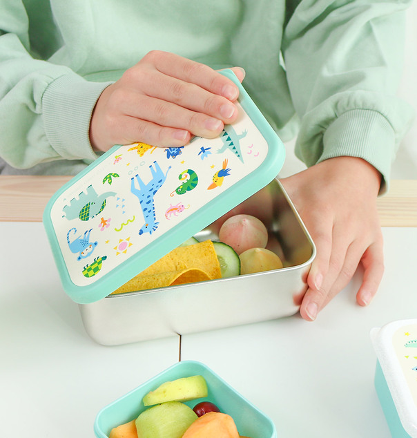 A Little Lovely Company – boîte à déjeuner en acier inoxydable avec couvercle en plastique – jungle