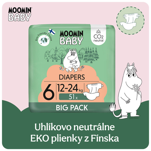 Moomin Baby 6 Maxi 12-24 kg (51 Stk.), Öko-Windeln