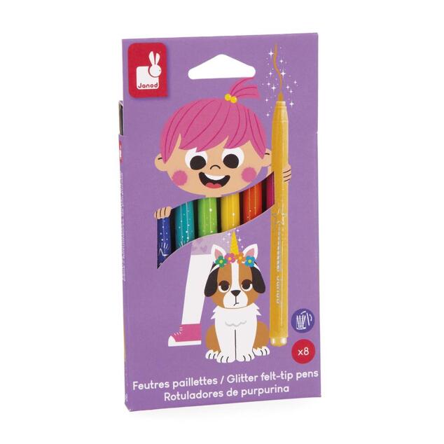 Janod Colorino Detské fixky s glitrami 8 farieb