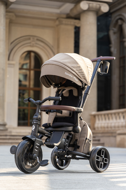 QPLAY Trojkolka Comfo Max Beige, 8 v 1, vek 10-72 mesiacov