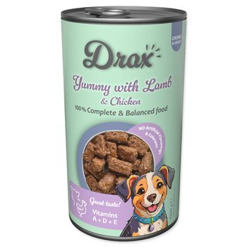Konzerva Drax Adult s jahňacím a kuracím mäsom 1240g