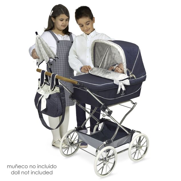 DeCuevas 82044 Carucior pliabil pentru papusi REBORN cu umbrela de soare si accesorii VINTAGE 2023