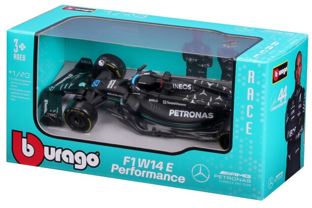 Bburago 1:43 RACE Formula F1 4PAC Mercedes-AMG F1 W15 (2024) #44 L.Hamilton #63 G.Russell