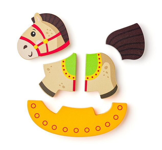 Woody Puzzle Baby - hojdací koník