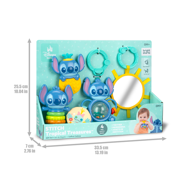 BRIGHT STARTS Set cadou multisenzorial Stitch Tropical Treasures™, 3m+