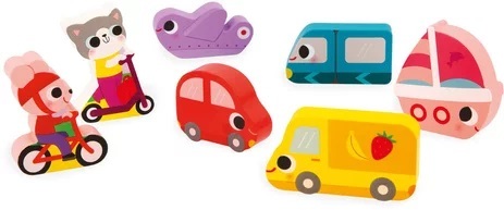 Janod Drevené vkladacie puzzle pre najmenších Dopravné prostriedky Chunky