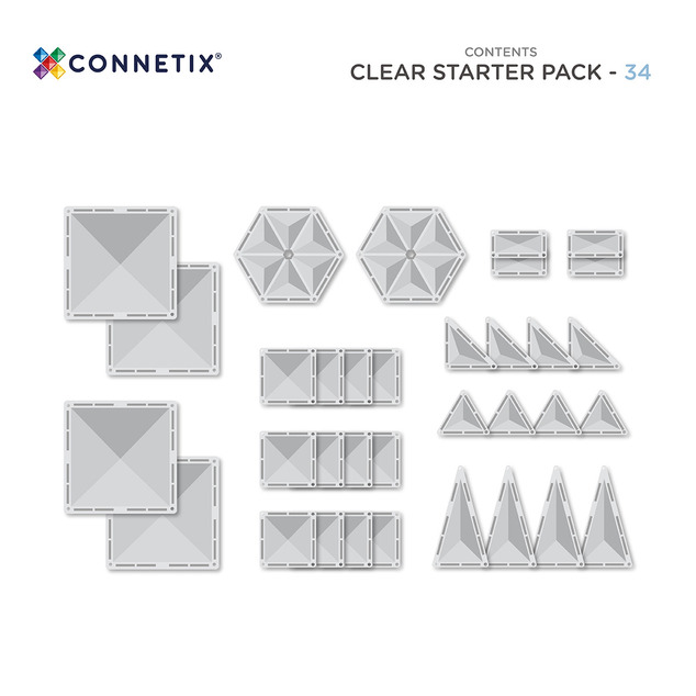 CONNETIX® Clear Starter Pack costruzioni magnetiche 34 pc