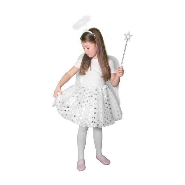 Costume enfant tutu jupe ange avec ailes et accessoires