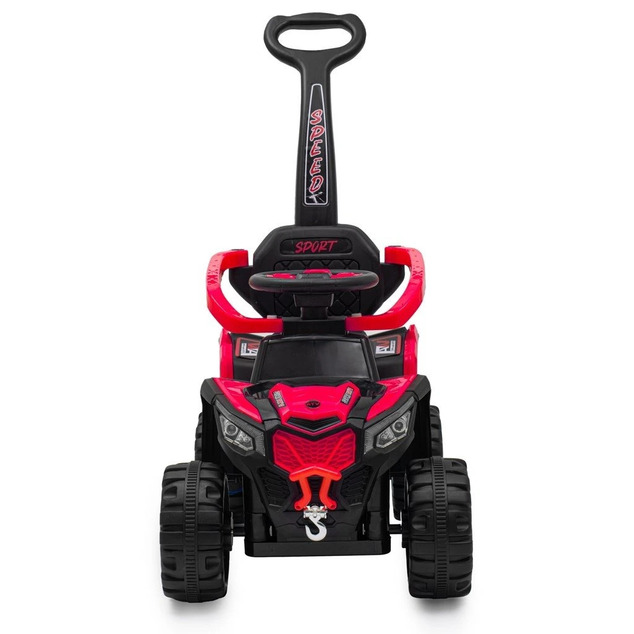 Detské elektrické odrážadlo Baby Mix Ruggy s vodiacou tyčou červené