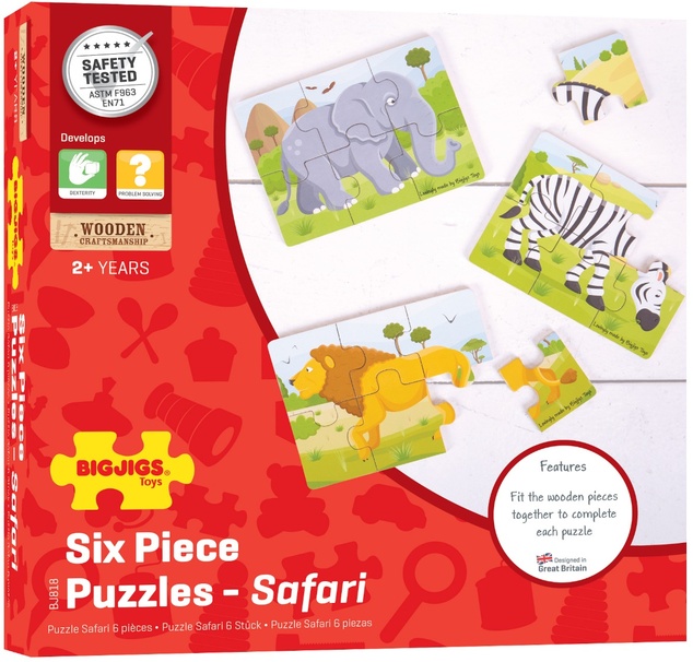 Bigjigs Toys Пъзел 3в1 сафари животни