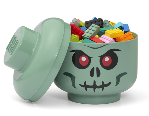 LEGO® úložná hlava (veľkosť S) - zelený kostlivec