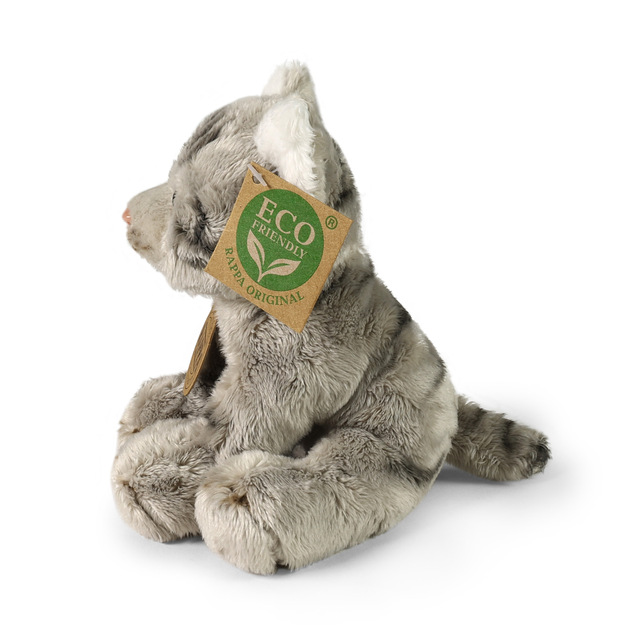 Plyšová mačka šedá sediaca 14 cm ECO-FRIENDLY