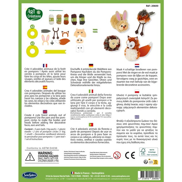SENTOSPHERE Kreativset Pompon-Tiere