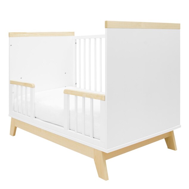 Otroška posteljica z ograjo New Baby MARCUS 120x60 cm bela/naravna