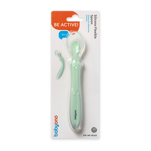 BABYONO Cuillère en silicone - menthe 6m+