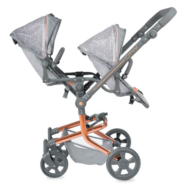 DeCuevas 90877 Carucior pliabil pentru papusi gemene cu rucsac CITY X - 91 cm