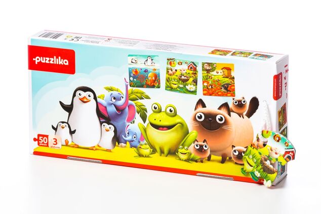 Puzzlika 12985 Kedvenc állatok 3 az 1-ben - puzzle 3 kép 50 darabos