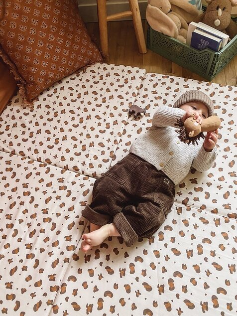 Tappetino da gioco pieghevole imbottito per bambini 3 in 1, Leopardo