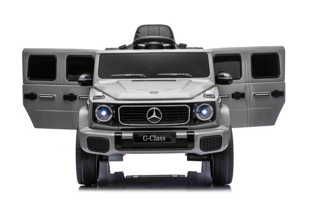 Auto elettrica Mercedes G580 12V, grigio, telecomando 2,4 GHz, Bluetooth, USB / S
