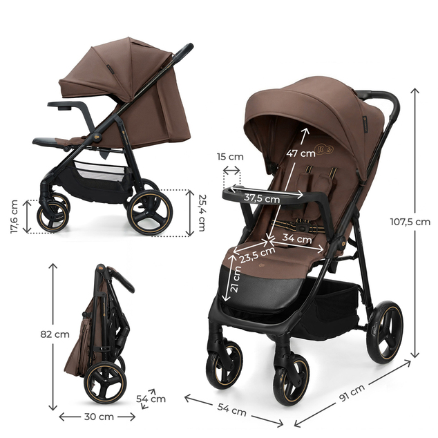 KINDERKRAFT Športni voziček Trig 3 Tray Velvet Mocca