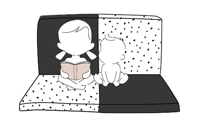 Tappetino da gioco pieghevole imbottito per bambini 3 in 1, Black&amp;White