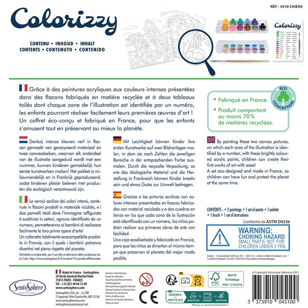 SENTOSPHERE COLORIZZY Maľovanie podľa čísel Psy