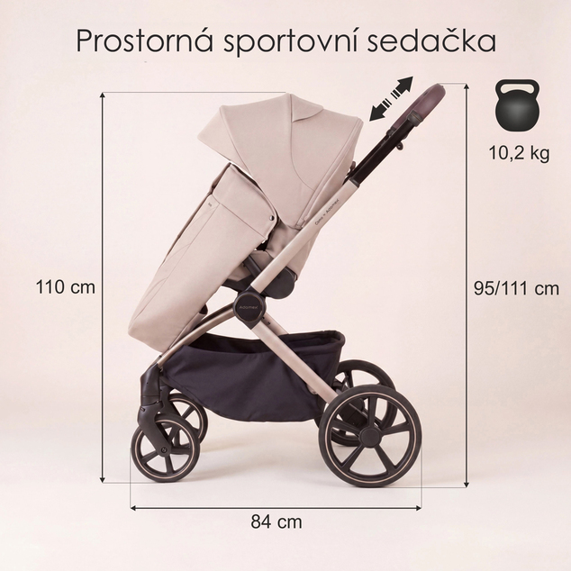 ADAMEX Voziček kombinirani Como Natura Latte