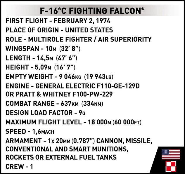 Cobi 5910 Armed Forces F-16 C FIGHTING FALCON, 1:48