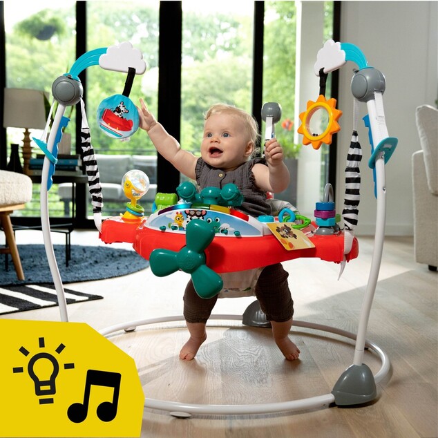 BABY EINSTEIN Skákadlo/aktívne centrum 2v1 Ocean Explorers Airplane Adventure™