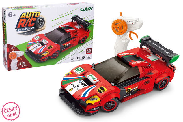 Stavebnica Auto červené RC na diaľkové ovládanie 17 cm 279 dielov