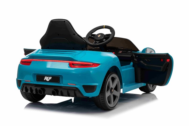Elektrické autíčko RUF GT 12V, modré, Otváracie dvere, 2.4 GHz diaľkové ovládanie, LED sve