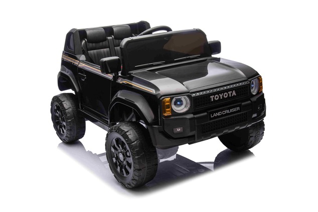 Elektrické autíčko Toyota Landcruiser 12V, čierne, široké jednomiestne sedadlo, 2,4 GHz di