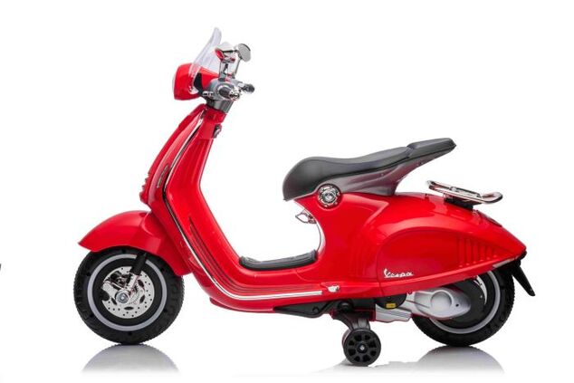 Elektrická motorka Vespa 946 aj so spätným chodom, červené, s pomocnými kolesami