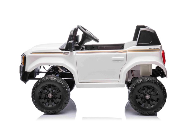 Elektrické autíčko Toyota Landcruiser 12V, biele, široké jednomiestne sedadlo, 2,4 GHz dia